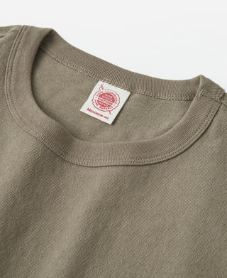 Khaki crew-neck cotton T-shirt with inside collar tag detail