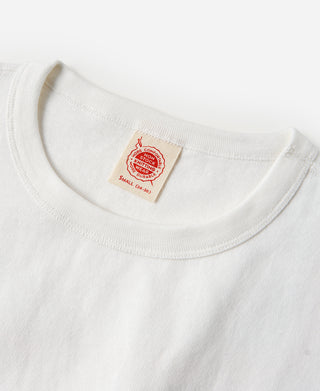 White cotton T-shirt crew neck with red brand neck label