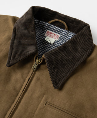 1940s Houndstooth-Lined Moleskin Cossack Jacket – Brown