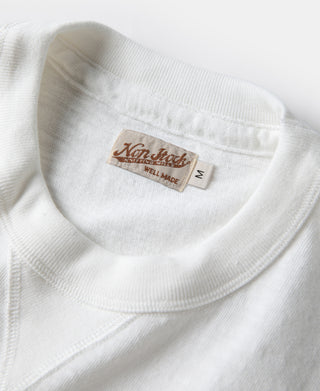 White cotton T-shirt neckline with inner brand label and size M
