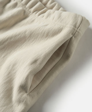 Apricot terry sweatpants leg seam and cuff detail
