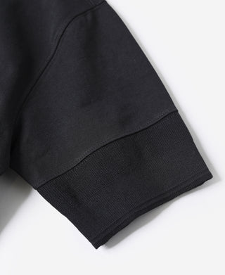 Black henley T-shirt sleeve cuff with ribbed hem