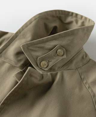 Khaki trench coat neck with double-button strap and folded collar