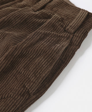 Brown 8-wale corduroy fabric texture on trousers leg
