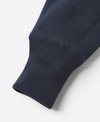 Navy sweatshirt sleeve end with ribbed knit cuff