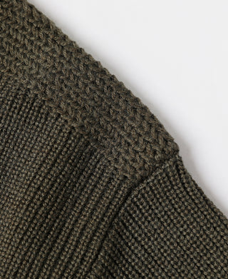Olive wool sweater knit texture detail