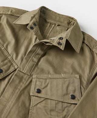 Khaki green paratrooper jacket with stand collar and chest flap pockets