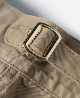 Khaki belt loop with metal buckle detail