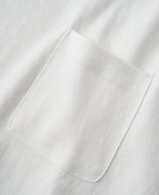 White cotton T-shirt with front pocket and crew neckline