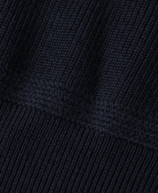 Navy ribbed knit sweater panel detail