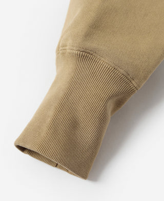 Khaki sweatshirt sleeve with ribbed cuff at wrist