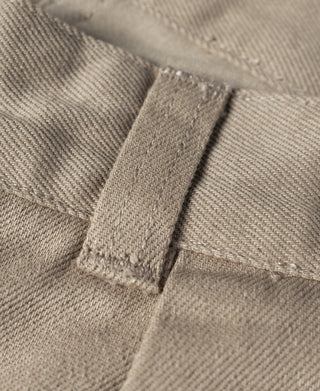 Khaki chino pants inner waistband with stitched placket
