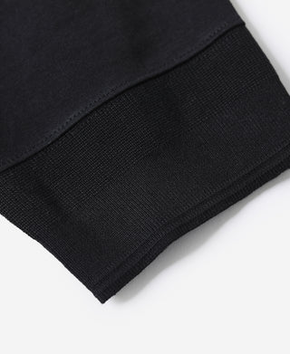 Black T-shirt sleeve cuff ribbing detail