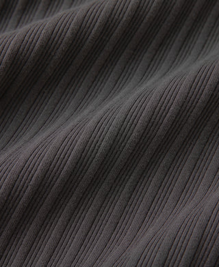 Dark gray ribbed knit T-shirt fabric texture close-up
