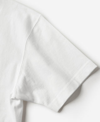 White cotton tubular T-shirt short sleeve with stitched cuff