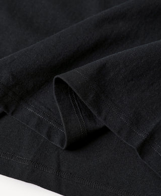 Black cotton tubular T-shirt fabric fold, ribbed hem and double-stitched edge