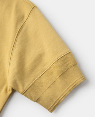 Yellow short-sleeve henley T-shirt sleeve with ribbed cuff detail