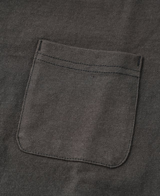 Dark gray cotton T-shirt with front chest pocket and stitched opening
