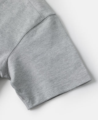 Gray cotton T-shirt with straight bottom hem and visible side seam