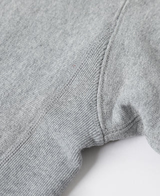Ribbed sleeve cuff on gray half-zip sweatshirt
