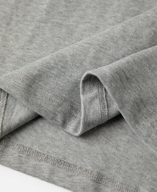 Gray short-sleeve henley T-shirt fabric texture close-up with soft knit weave