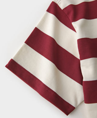 Heavyweight cotton wide striped T-shirt, red and off-white stripes