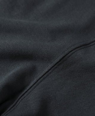 Loopwheel tubular athletic T-shirt knit texture detail in vintage black