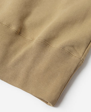 Khaki sweatshirt hem and sleeve seam with ribbed cuff detail