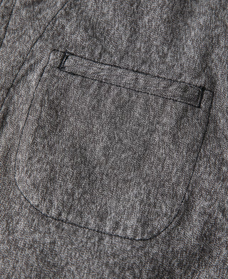 Salt & pepper cossack jacket close-up of chest pocket with flap