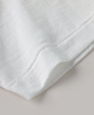 White T-shirt sleeve hem with neat stitching