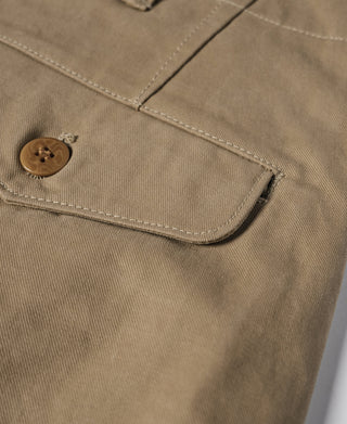 Khaki trouser welt pocket with buttoned flap