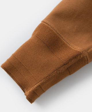 Vintage long-sleeve henley shirt ribbed cuff in dark orange knit