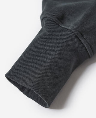 Black full-zip hoodie sleeve cuff with ribbed hem