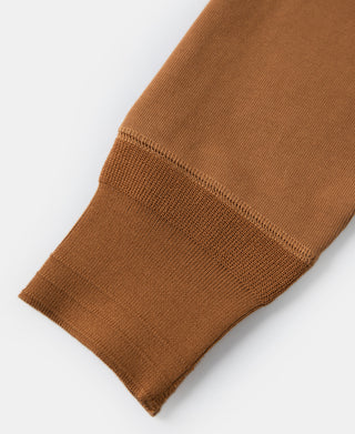Vintage long-sleeve henley sleeve end with ribbed cuff in dark orange