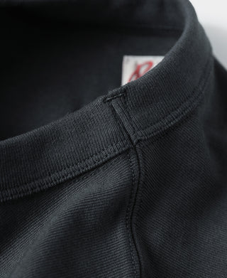 Loopwheel tubular athletic T-shirt ribbed collar with interior brand label, vintage black