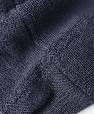 Navy henley T-shirt with ribbed collar and textured knit