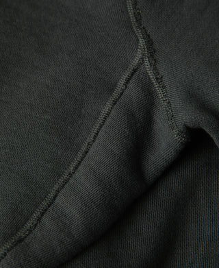 Vintage black sweater close-up of raglan seam and stitched panel detail