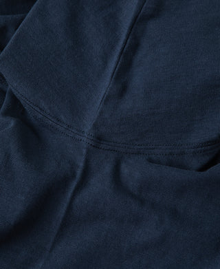 Indigo crewneck pocket T-shirt with visible pocket stitching