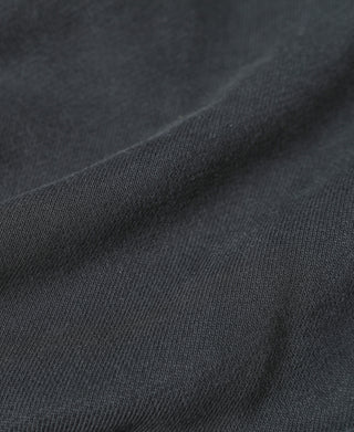 Black terry cloth hoodie fabric close-up with textured knit surface