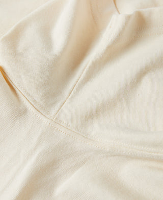 Off-white cotton crew-neck T-shirt neckline seam close-up