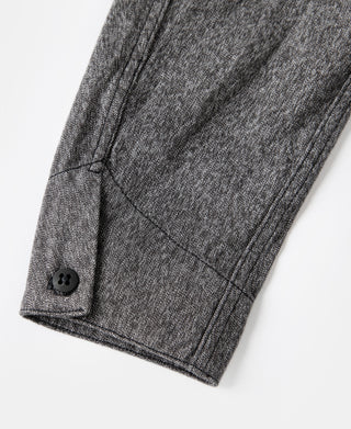 Salt & pepper cossack jacket sleeve cuff with button and stitched vent detail