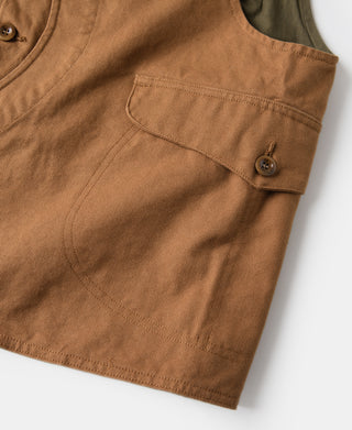 Ginger canvas vest chest pocket with flap and round button