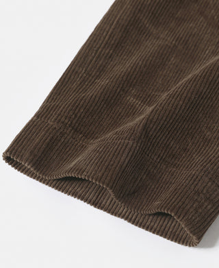 Brown 8-wale corduroy trouser cuff with ribbed hem