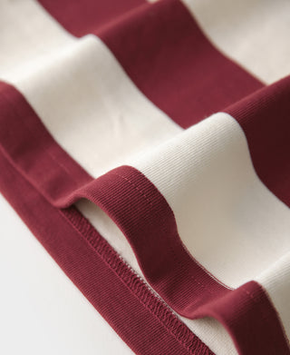 Heavyweight cotton wide striped T-shirt, red and off-white stripe ribbed cuff