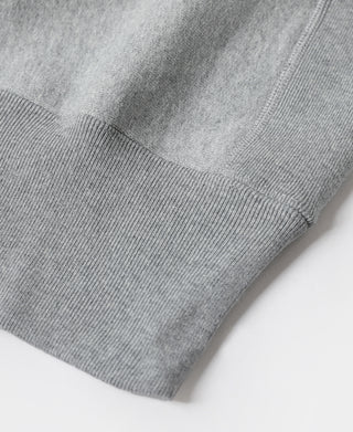 Gray ribbed hem with stitched knit detail