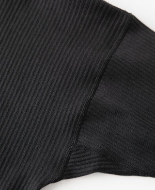Black ribbed shirt sleeve cuff area with folded hem edge