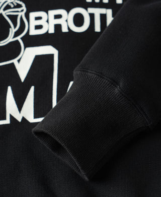 Black raglan sweatshirt ribbed sleeve cuff with folded hem detail