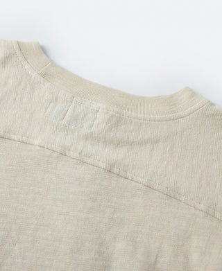 Cream crew-neck T-shirt with collar seam detail