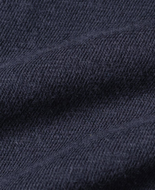 Navy henley T-shirt knit fabric close-up