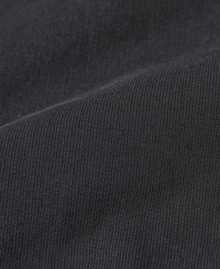 Black sweatshirt knit close-up with smooth ribbed texture